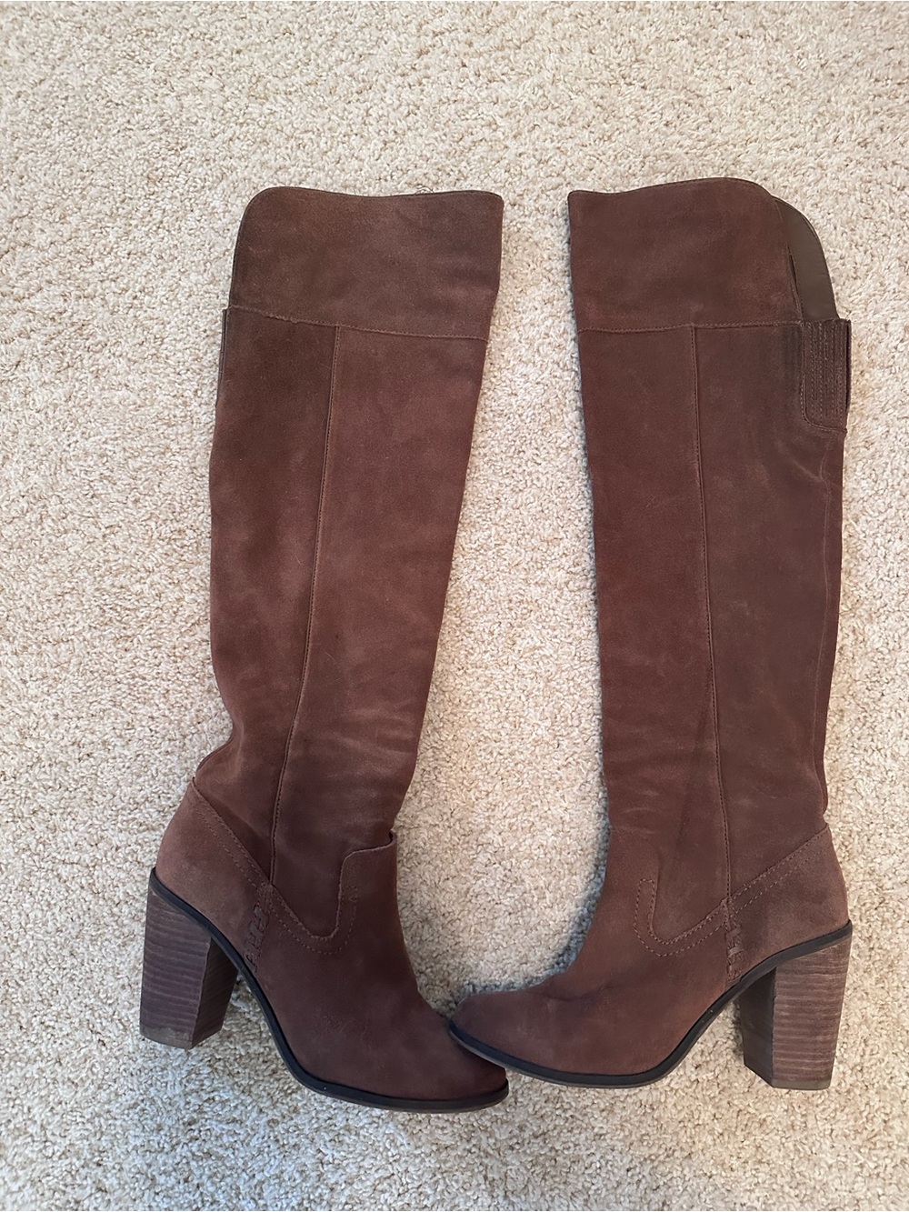 Dolce Vita Chocolate Brown Suede Knee Boots with Block Heel